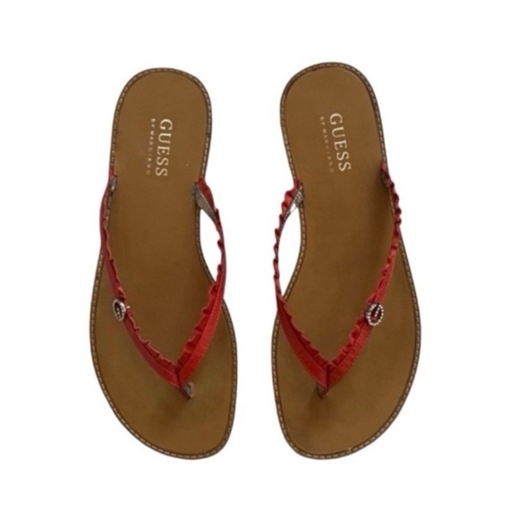 Guess by Marciano Red Leather Thong Sandals Size 7 - Picture 10 of 10